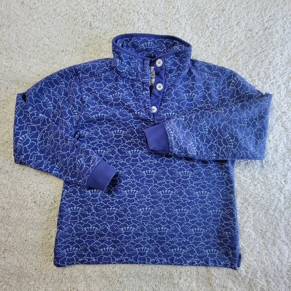 Lazy Jacks Pullover Women's Size 14 Sea Shell Print 100% Cotton High Neck - Picture 1 of 11